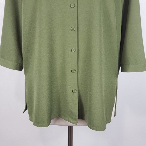 Linea by Louis Dell'Olio Green Button Up Top Blouse, Size M - Picture 4 of 13